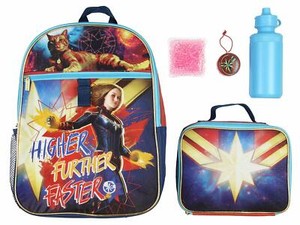 Captain Marvel Girls School Backpack Lunch Box Book Bag 5 Piece SET Toy Gift Kid