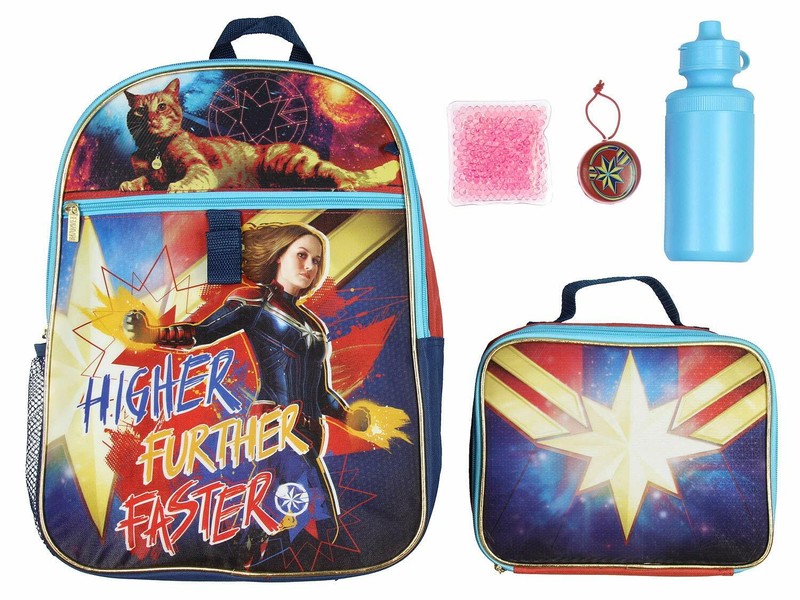 Captain Marvel Girls School Backpack Lunch Box Book Bag 5 Piece SET Toy Gift Kid