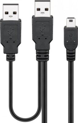 USB 2.0 Hi-Speed Dual-Power-Kabel, schwarz 0,6m