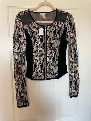 Cache Women's Top Zip Up with Zip Sleeves Size 8