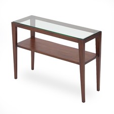 Tavolino rettangolare con piano in vetro, anni ’50, coffee table, mid-century