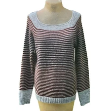 CocoGio Pullover Sweater Womens L Striped Wool Blend Long Sleeve Made in Italy