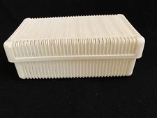 Molded Plastic Weave Sewing Basket Trinket Storage Box Container Vintage Look