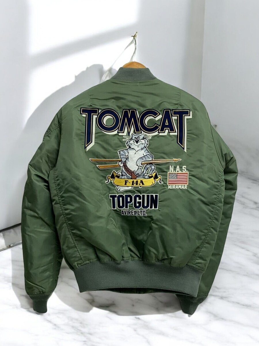 AVIREX MA-1 Top Gun Tomcat Flight Jacket Khaki Nylon Size L AVIREX MA-1 Top Gun Tomcat Flight Jacket Khaki Nylon Size L