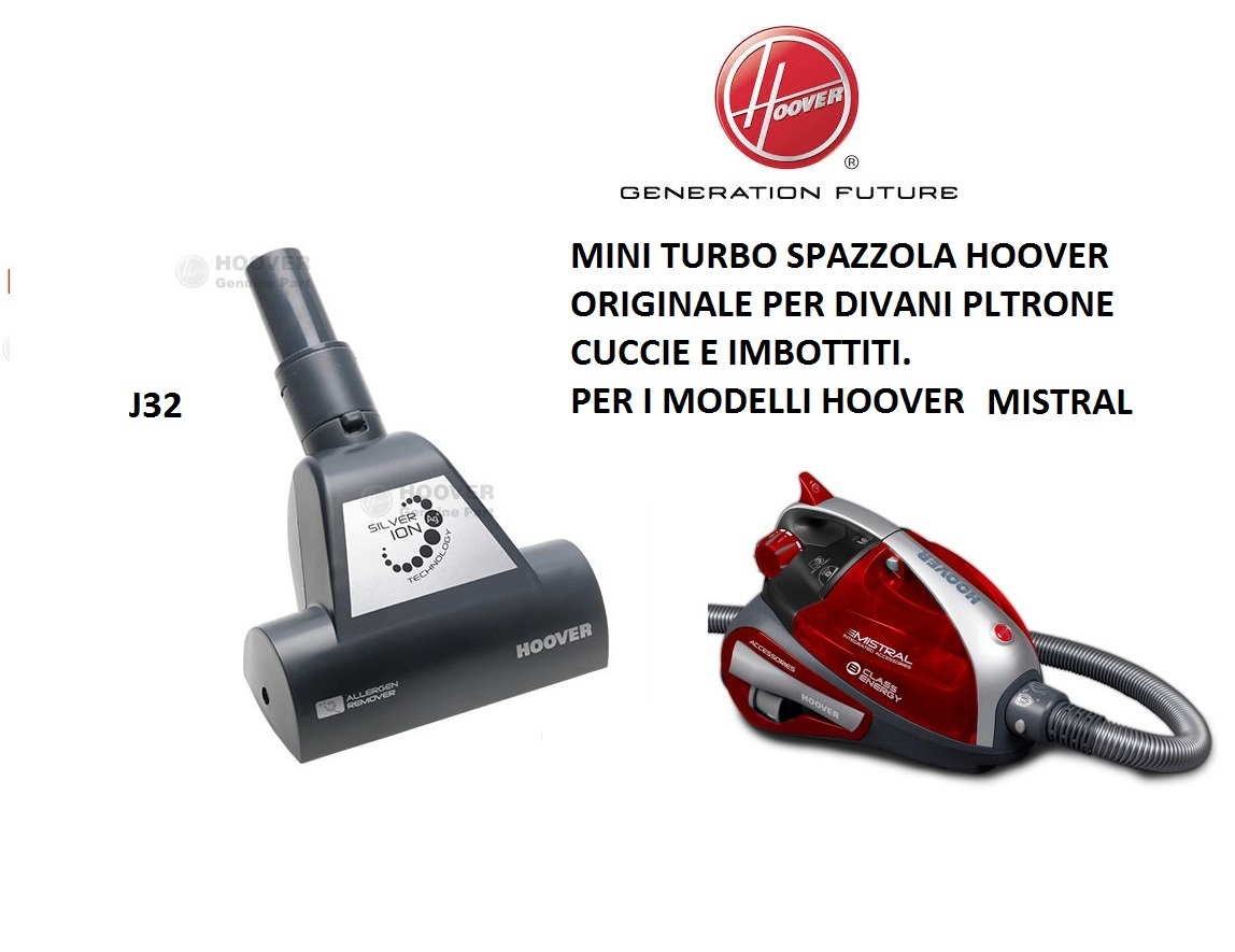 MINI TURBO SPAZZOLA ASPIRAPOLVERE HOOVER MISTRAL ORIGINALE J40A CON RULLO