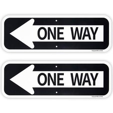 2-Pack Large One Way with Left Arrow Sign 18"x 6" .04" Aluminum Reflective Si...