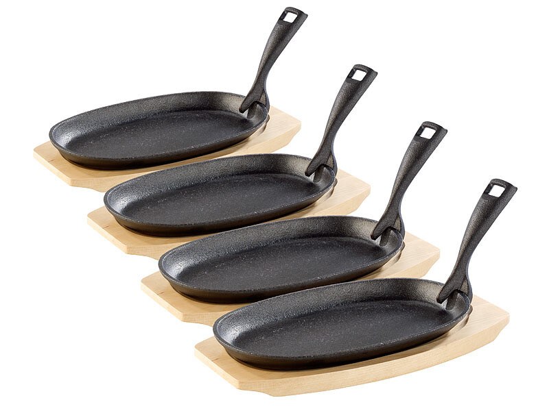 4 plats en fonte 24 cm anti-adhérence Tornwald-Schmiede avec poignée amovible sécurisée