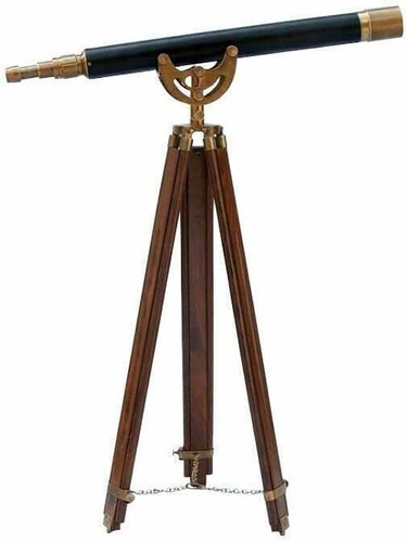 Handmade Telescope Metal Antique Telescope with Wooden Tripod Stand Décor - Picture 2 of 4