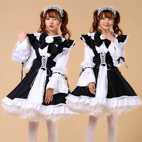 Japanese Maid Outfits Waitress Costume Kawaii Lolita Dress Cosplay Uniform Girls - Picture 13 of 14