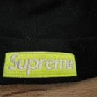 Bonnet noir logo Supreme Box FW17 vert fluo volt