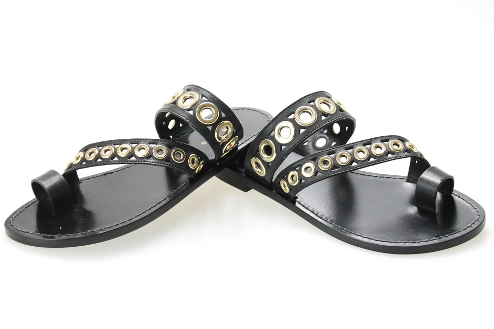SANDRO Adelie Shoes Women's EU 37 / UK 4 Leather Sandals Flat Eyelets - Image 4 of 4