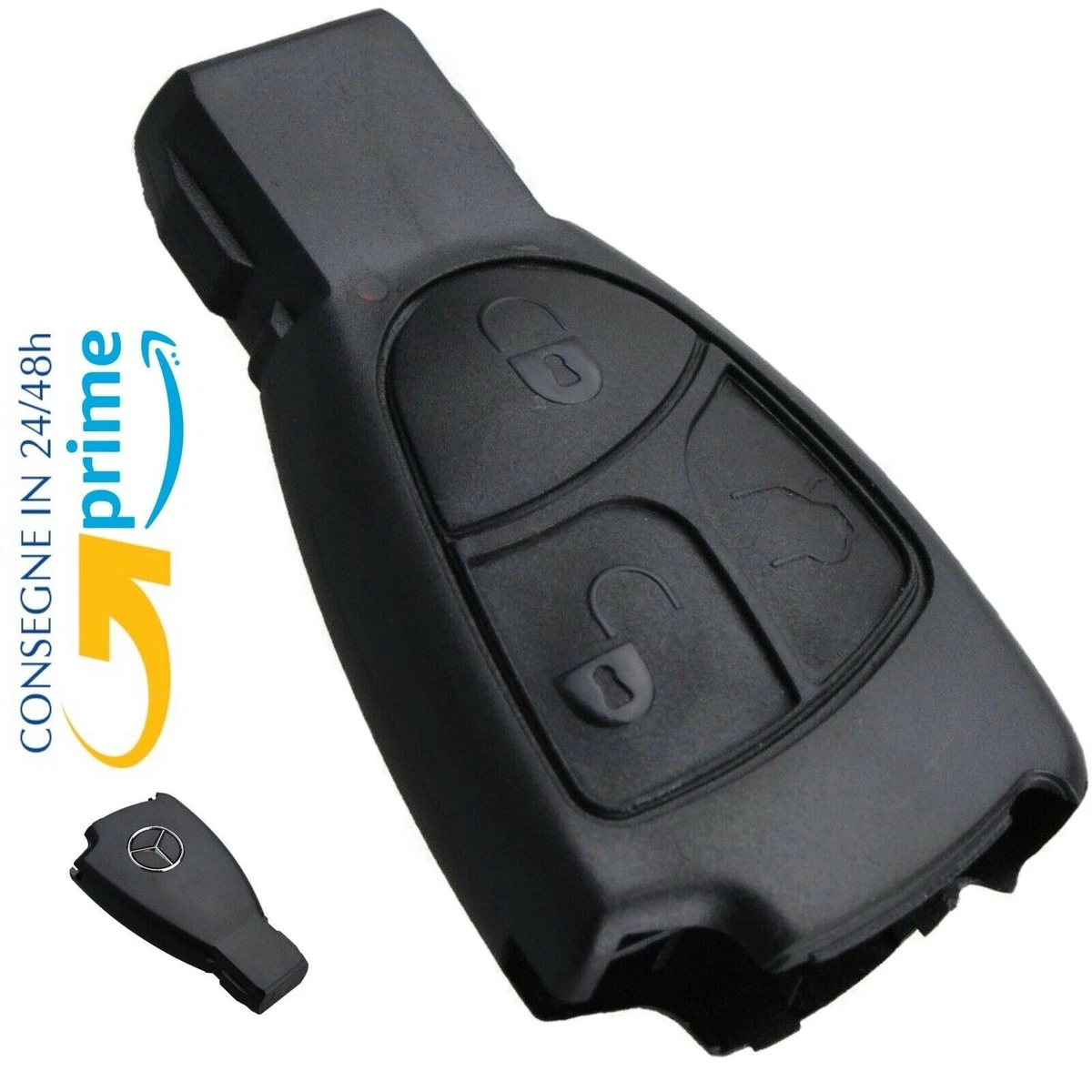 Custodia Portachiavi Mercedes In Pelle Blu - Protezione Telecomando 4 Pulsanti