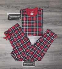 POLO RALPH LAUREN Mens Red Multi Plaid Cotton Jersey Pajama Sleep 2-PC Set NWOT