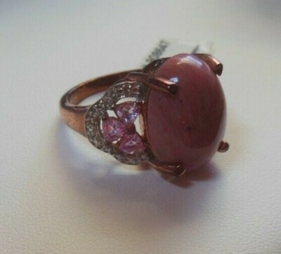 KARIS Collection Ring Pink Jasper & Pink Sapphire Rose Gold Bond Brass Size 8