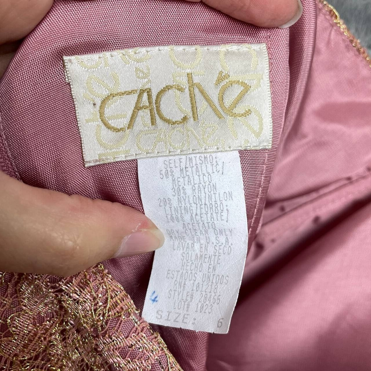 Vintage Cache Y2K Coquette Fairy Lace Bustier Pink Gold Corset 6 Romantic Sexy