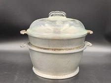 Vtg 3 Pc Guardian Service Cookware Double Broiler Casserole Tureen w/ Glass Lid