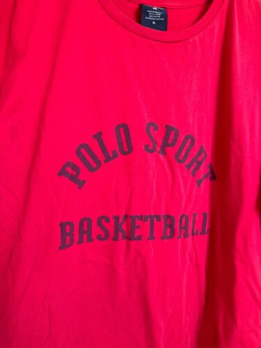 Rare Vintage Men's Polo Sport RL 90s Basketball Spellout Red T Shirt Sz XL - Picture 2 of 5