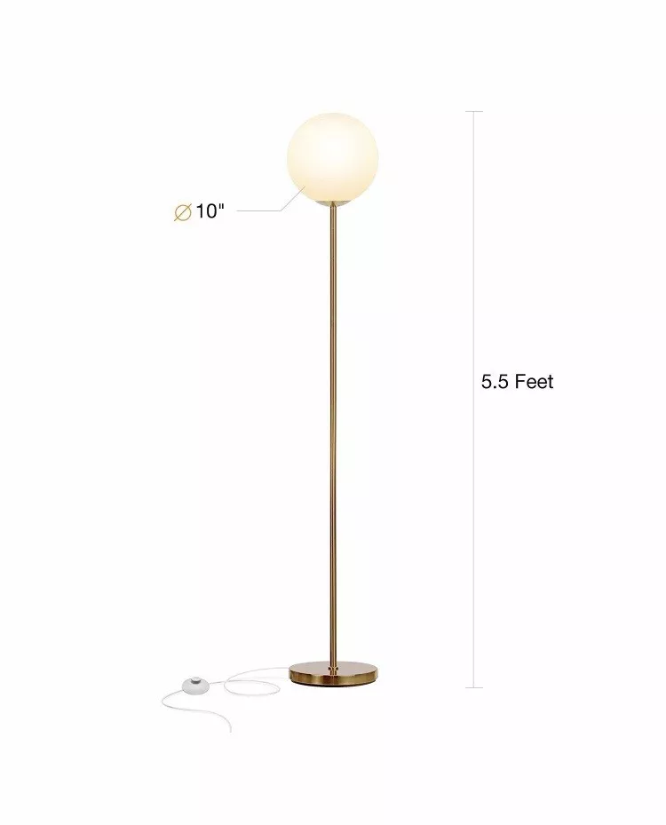 Luna LED Globe Floor Lamp Contemporary Modern Frosted Glass Lamp Tall Pole