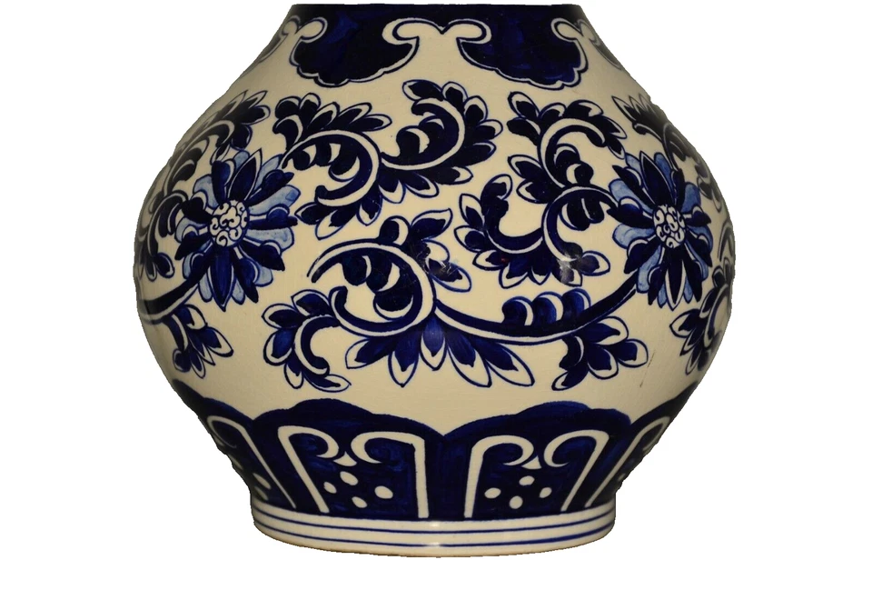 Jarrón de porcelana azul y blanco firmado vintage de Taiwán República de China original Foto 3 de 4