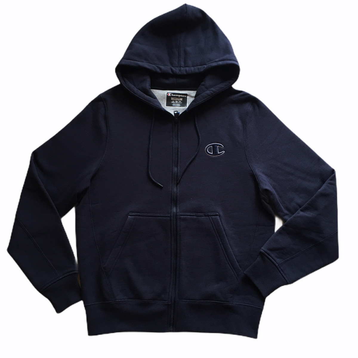 Champion Mens Super Fleece 2.0 C Small Logo Full Zip Hoodie Navy Blue SZ M  NEW | eBay