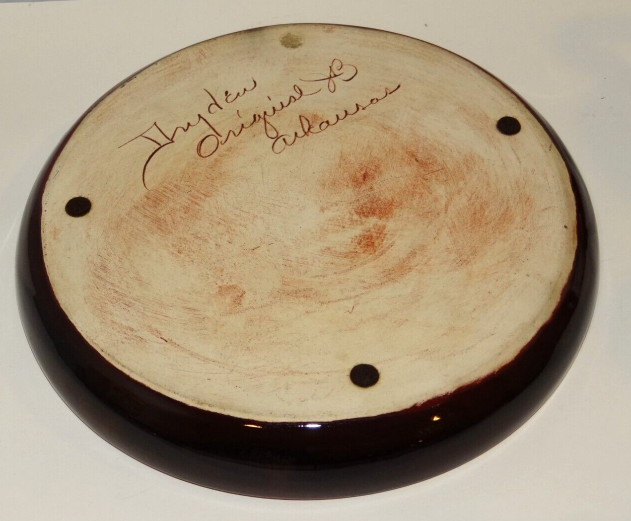 Dryden Hot Springs Pottery Arkansas Art Drip Round Ashtray Vintage