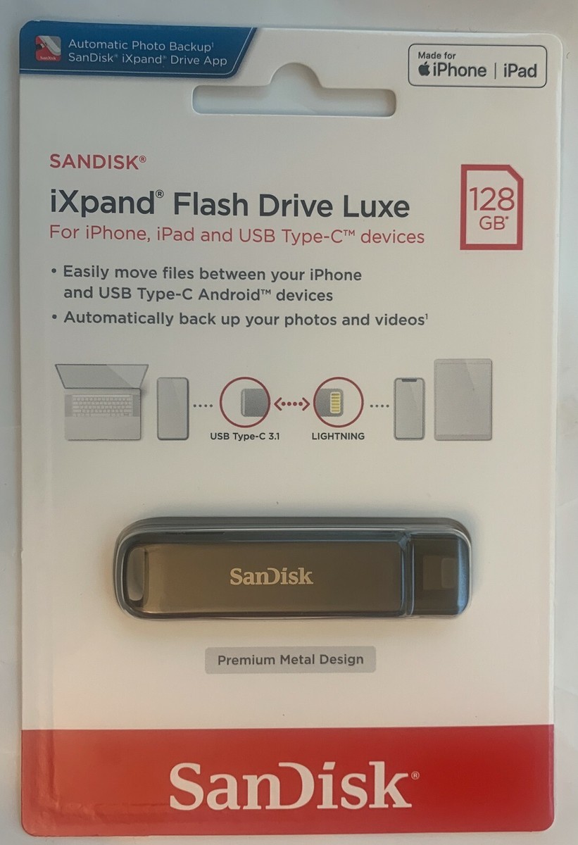 SanDisk iXpand Flash Drive Luxe for iPhone and USB Type-C Devices