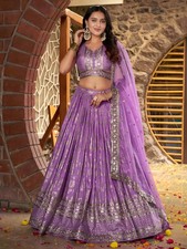 New Dola Silk Jacquard Lehenga Choli With Lavender Dupatta For Wedding Function