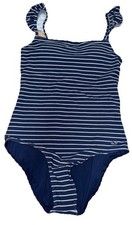 Vineyard Vines Small One Piece Swimsuit Deep Bay Rope Stripe Ruffle Strap NWT