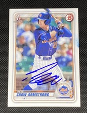 Pete Crow-Armstrong 1st Bowman Base IP Signed Auto Autograph Chicago Cubs Rookie