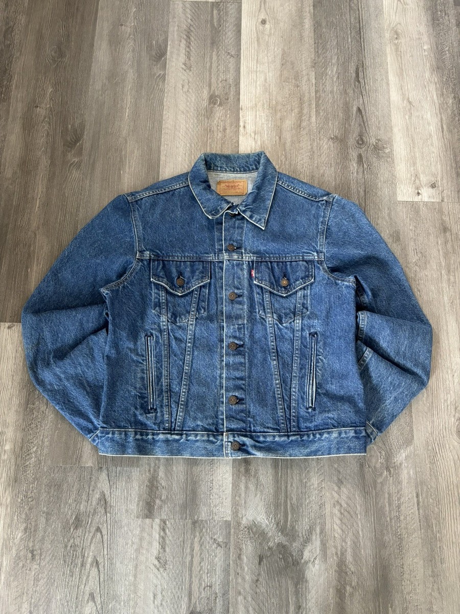 Vintage 80s Levi's Trucker Denim Jacket 70506 size 46 Large Made