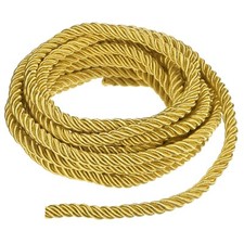5 Yards Soft Twisted Rope Trim, 8mm Golden Yellow Polyester Cord for DIY Craft