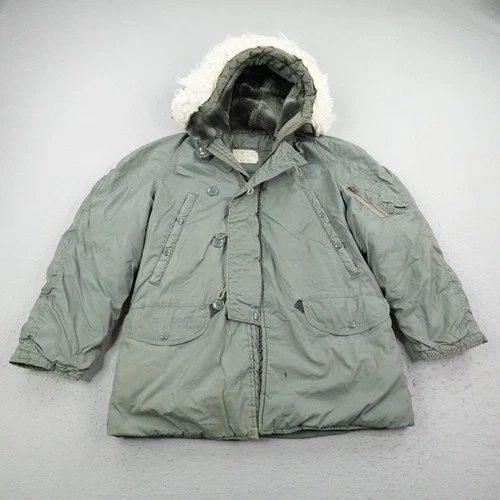 Vintage USAF Jacket Medium Extreme Cold Weather Parka Coat N-3B Faux Fur 70s - product listing photo