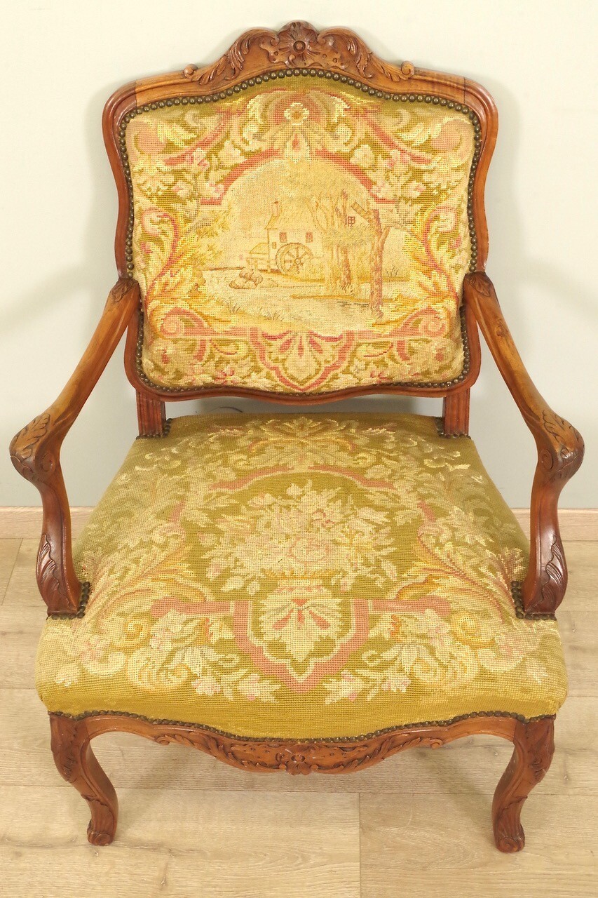 Regency style armchair with petit point tapestry thumbnail 5