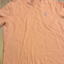 Polo Ralph Lauren Men's M Orange Cotton Knit V-Neck Short Sleeve Logo T-Shirt