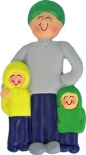 Parent Male with 2 Children Personalized Christmas Tree Ornament