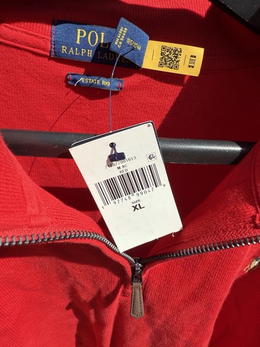 $125 XLarge Polo Ralph Lauren Men’s Estate-Rib Cotton Quarter-Zip Sweater Red - Picture 3 of 8