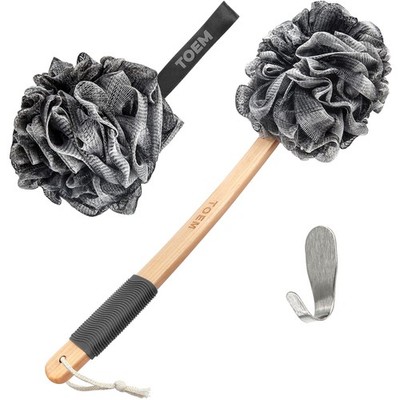 Toem  Loofah Back Scrubber for Shower | Bamboo Charcoal Fiber Slate Grey 
