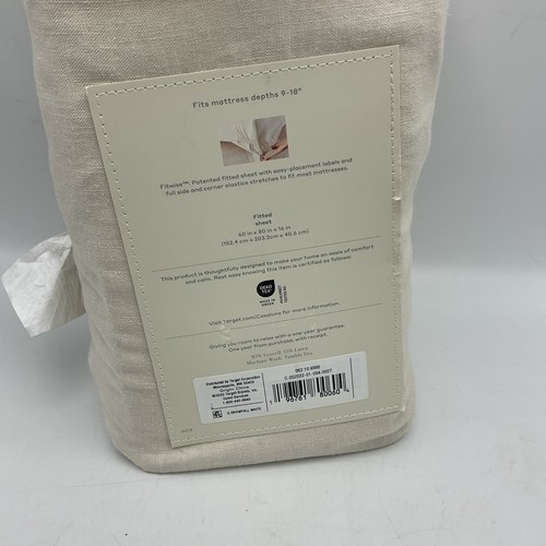 Casaluna Linen Blend Fitted Sheet Queen Size Natural Color - Picture 2 of 4