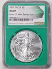 2016 $1 1oz Silver American Eagle MS69 NGC 4645162-343 Green Core Sealed Box