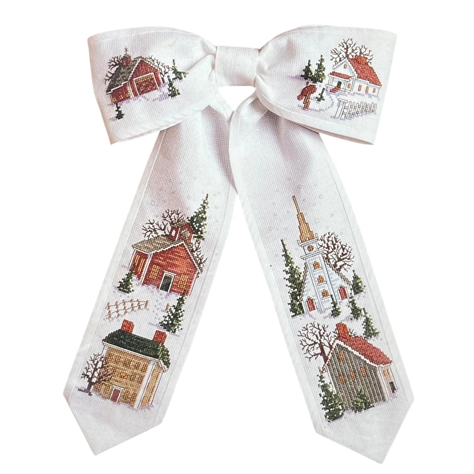 Cross Stitch "BOW TIES" Door Decoration Kit 11" x 17" Made in USA - Image 4 of 4