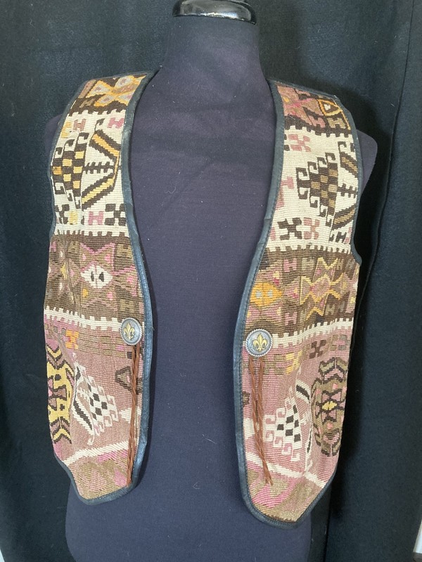 Wow! Hand Woven Wool Middle Eastern Tribal Vest Made From Rug Size38