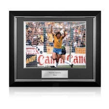 Zico Signed Brazil Football Photo: 1982 Goal. Deluxe Frame