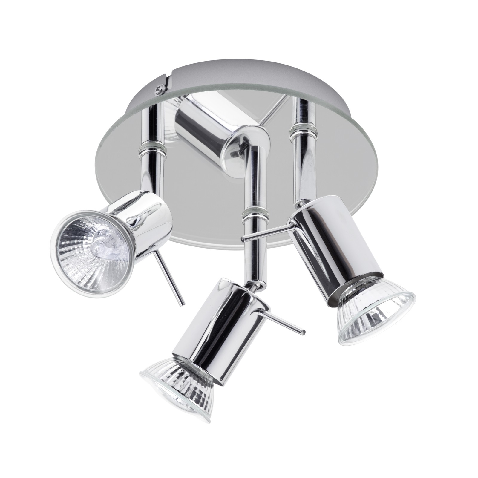 Litecraft Myra 3 Light Mirror Adjustable Round Spotlight Plate - Chrome