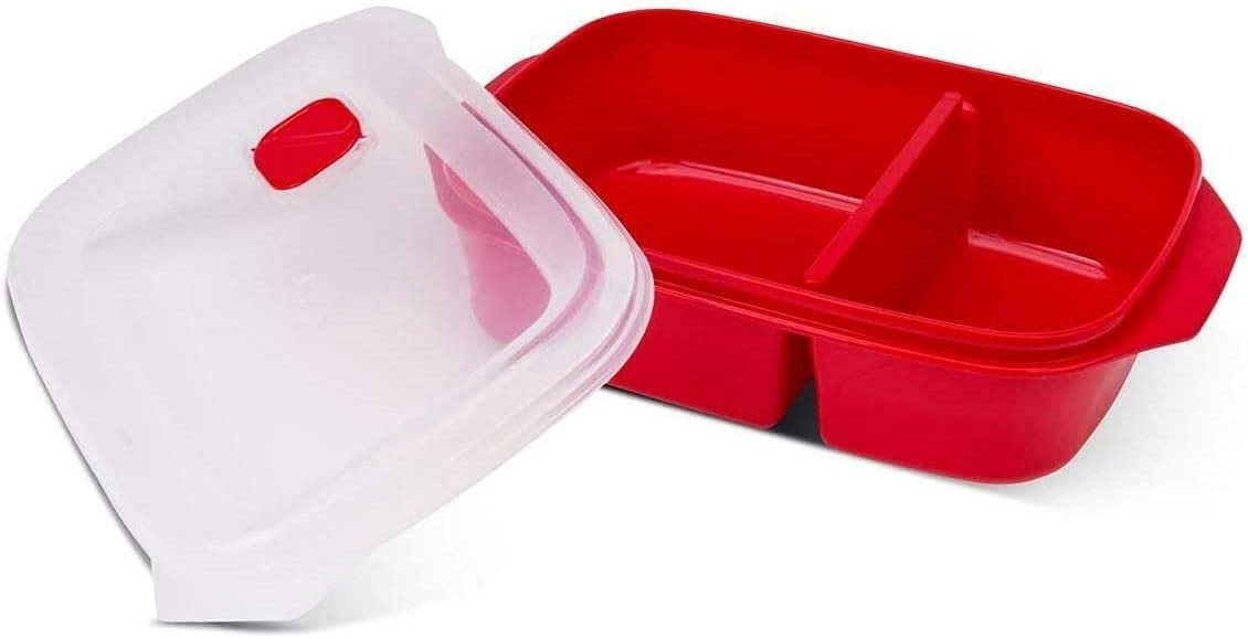Good 2 Heat Plus 2-Compartment Microwave Container 1.3L Red Dishwasher Safe