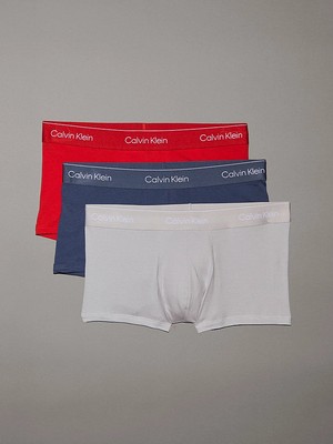 Calvin Klein 3er Pack Low Rise Trunks - Icon Cotton Stretch, Red/Vt Indigo/Moonbe