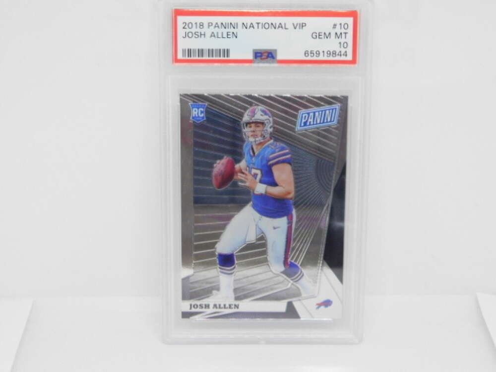 2018 Panini National VIP Prizm Design 10 Josh Allen Rookie Buffalo Bills PSA 10