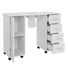 MDF Single Door Nail Table with 4 Drawers & Fan - Ideal for Nail Professionals