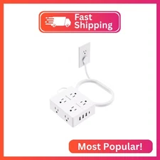 Surge Protector Power Strip 10 ft Cord, Olcorife Ultra Thin Flat Plug Extension