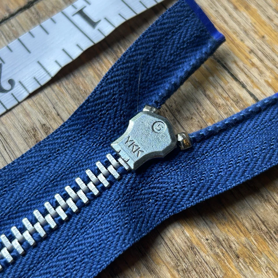 VTG 1970’s PRIDE Zipper Rainbow YKK Heavy Duty Separating No.5 20” Nickel BLUE - Image 4 of 4