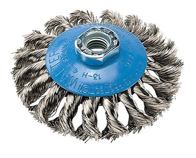 Walter 13H714 Saucer-Cup Knot-Twisted Brush   7 in. Carbon Steel Wire Brush